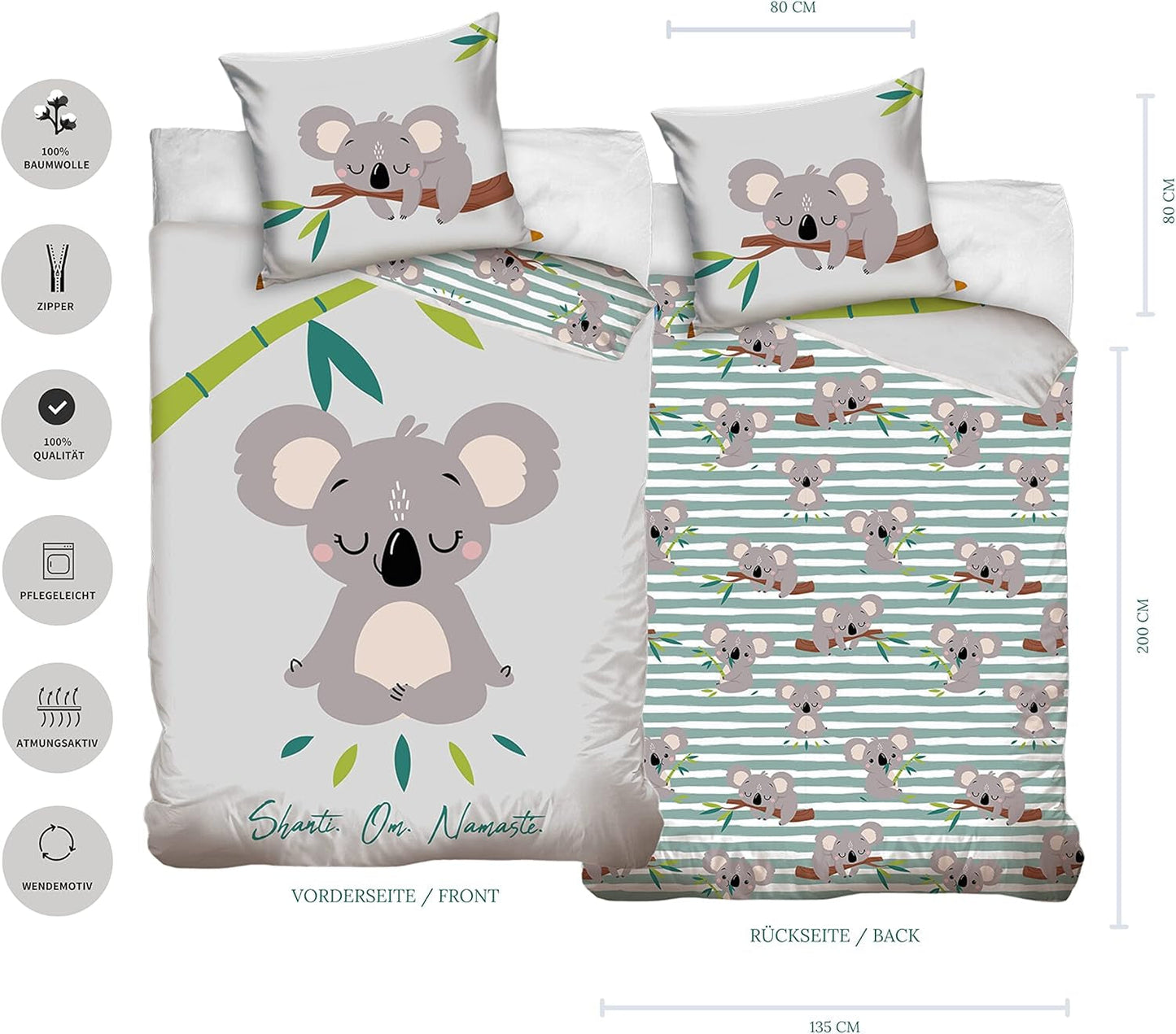 Sengetøj til børn og teenagere, unisex, Ursulet Koala, bomuld Sengetøj - børn Naty Shop
