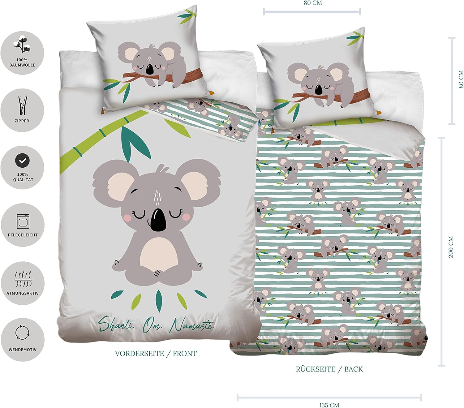 Sengetøj til børn og teenagere, unisex, Ursulet Koala, bomuld Sengetøj - børn Naty Shop