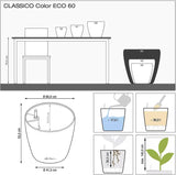 Plantekasse LECHUZA Classico Color ECO 60 Mørkegrå | Plantekasse med vandingssystem og vandstandsindikator | Fremstillet af 100 % genbrugsplast | Mat finish | Ø 60 x 55,5 cm | 18955