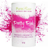 Pretty Pink Natürliche Lebensmittelfarbe Pulver Rosa (Roh Vegan) Pastel Rose Bis Intensiv Rosa-Rot - Essbare Farbe Für Lebensmittel Aus Früchten Und Gemüse - Naturlig fødevarefarve | Pureraw 5G Naty Shop 50 G (1Er Pack) Pink