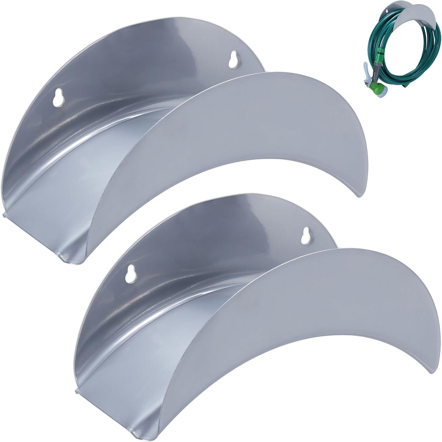 Relaxdays Vægslangeholder Sæt med 2 til 30m 1/2" Slange Haveslangeholder Metalslangeholder Grå