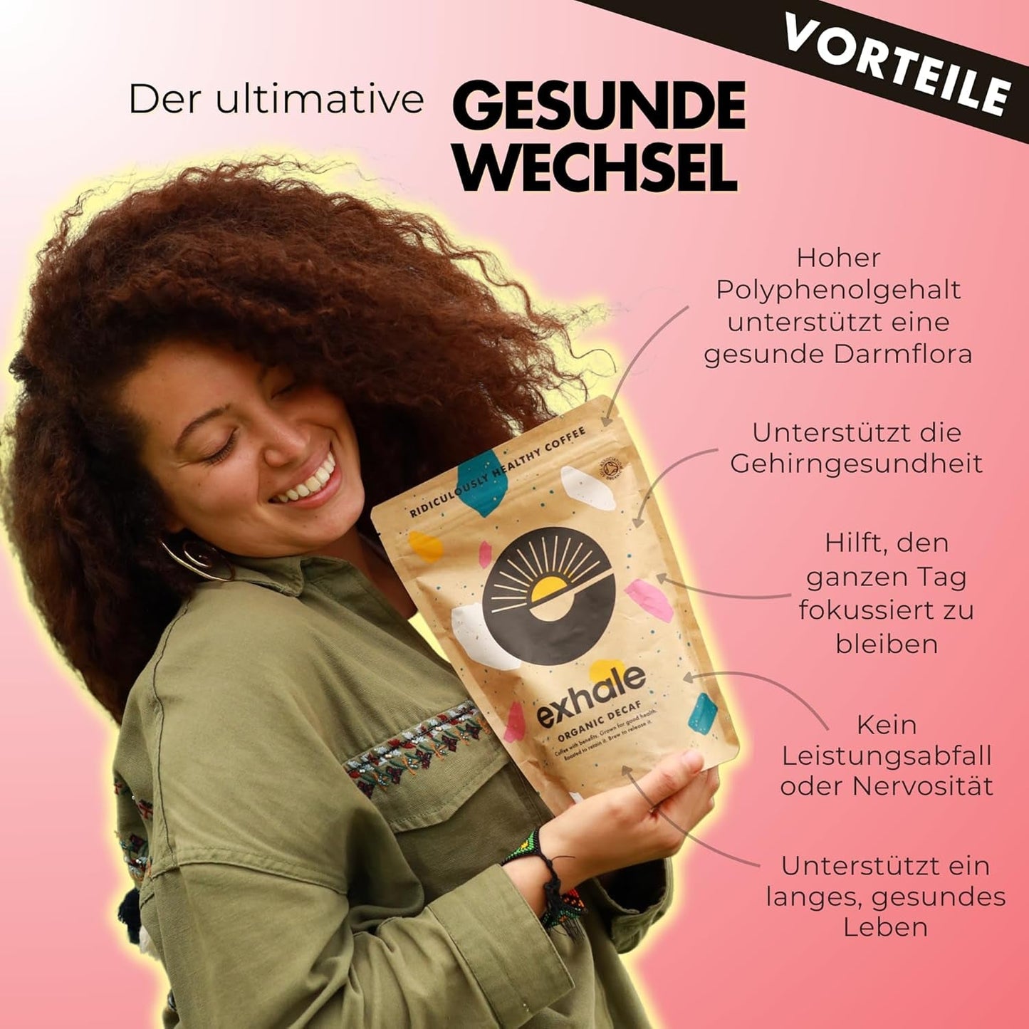 EXHALE Bio GANZE BOHNEN – Dunkel Gerösteter Kaffee – 450g Packung – Mykotoxinfrei & Geeignet für Bulletproof Coffee – Single Origin og 100% Arabica Bohnen