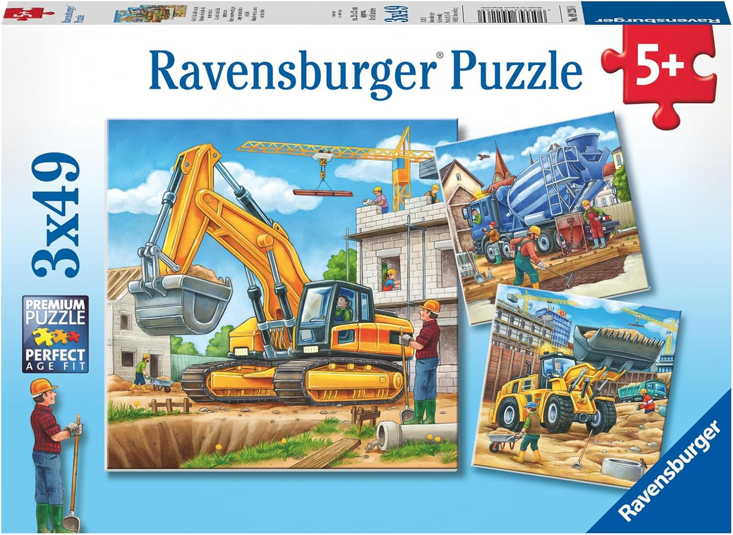 Ravensburger puslespil til børn - 09226 store byggekøretøjer - puslespil til børn 5+ 3X49 brikker puslespil Naty Shop Standardtitel