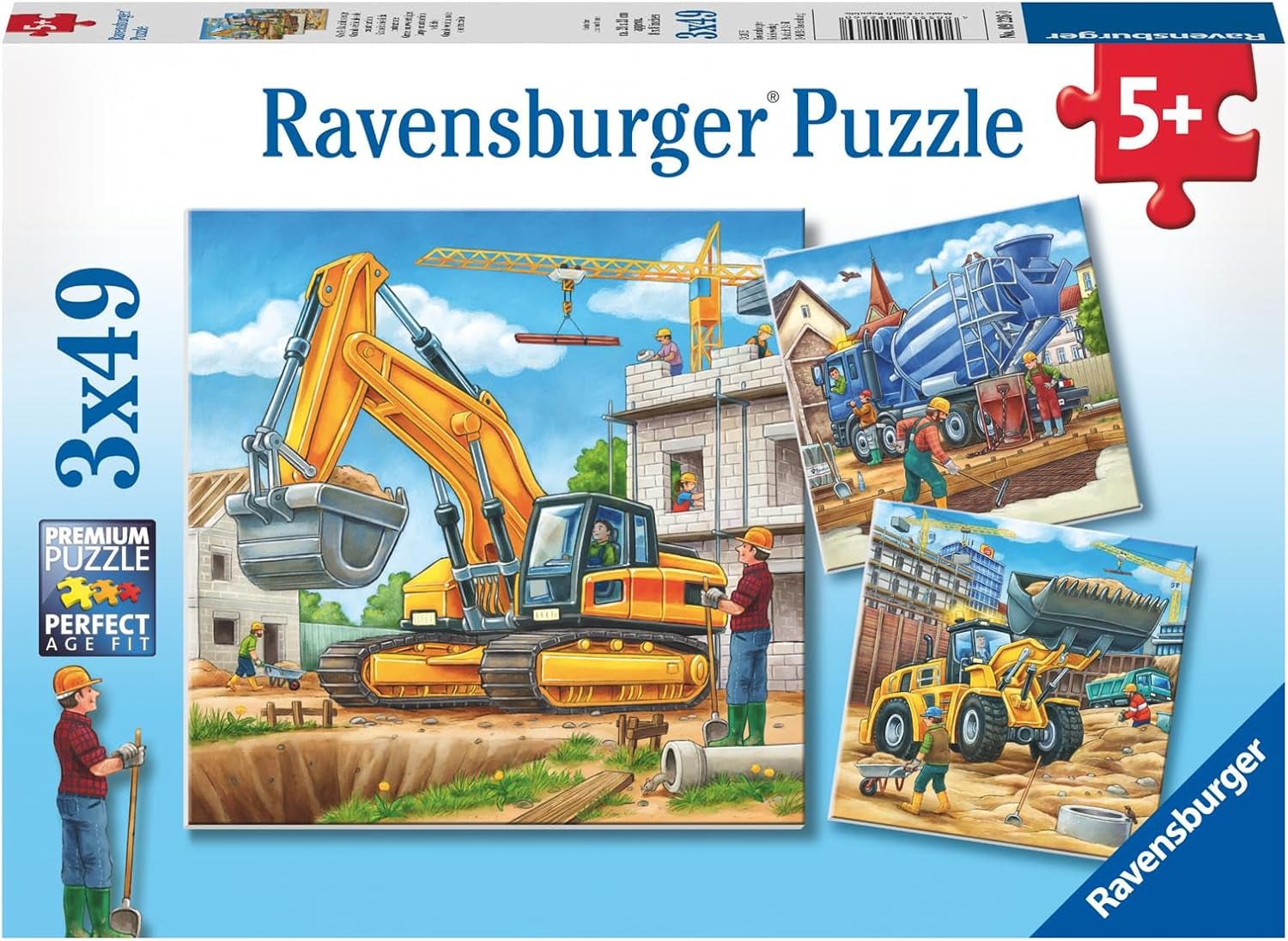 Ravensburger puslespil til børn - 09226 store byggekøretøjer - puslespil til børn 5+ 3X49 brikker puslespil Naty Shop Standardtitel