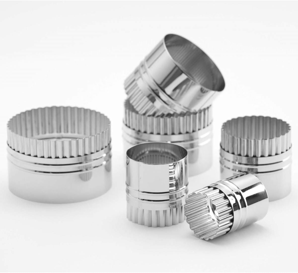 Thermohauser kiksformsæt (rustfrit stål), runde, glatte/buede kanter, 6 stykker, diameter 5,0-11,4 cm, pakket i en dåseæske