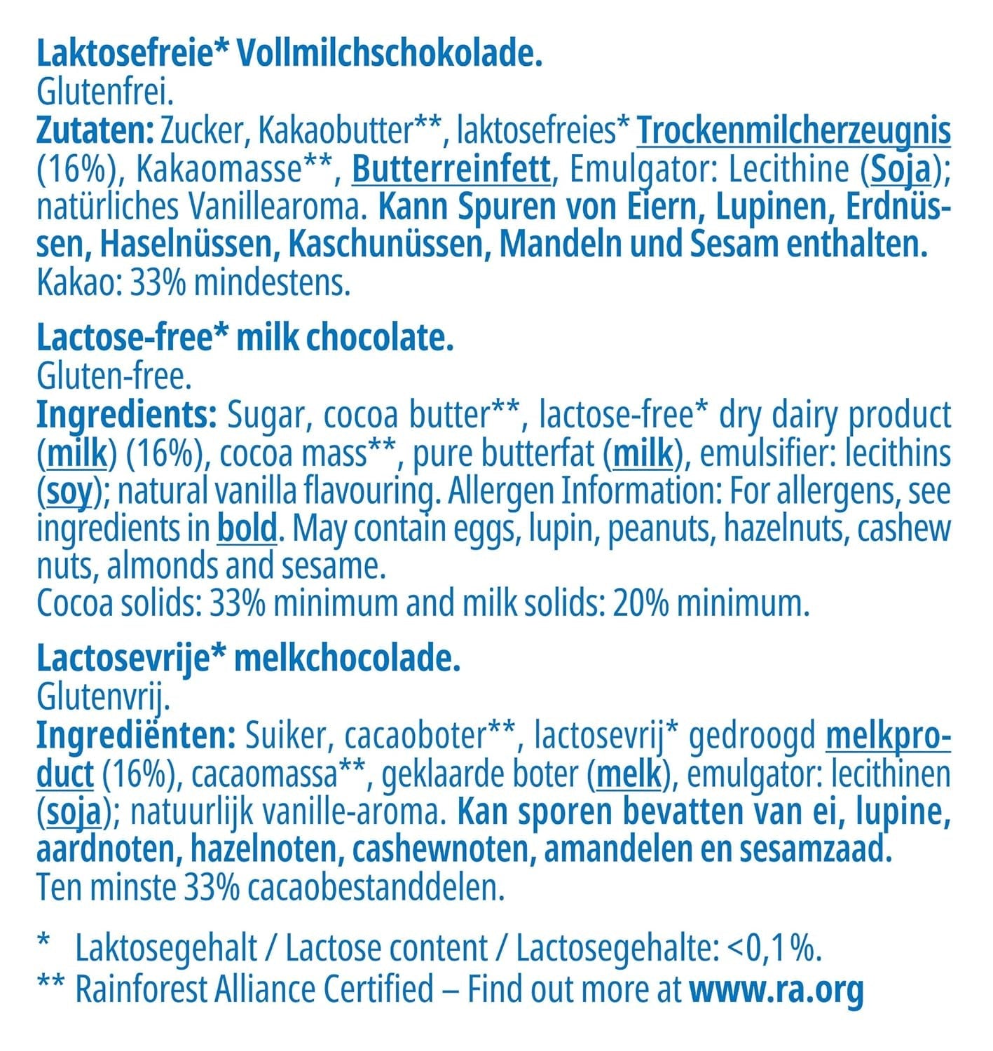 frankonia CHOKOLADE Sødmælkschokolade uden laktose og gluten, 100 g