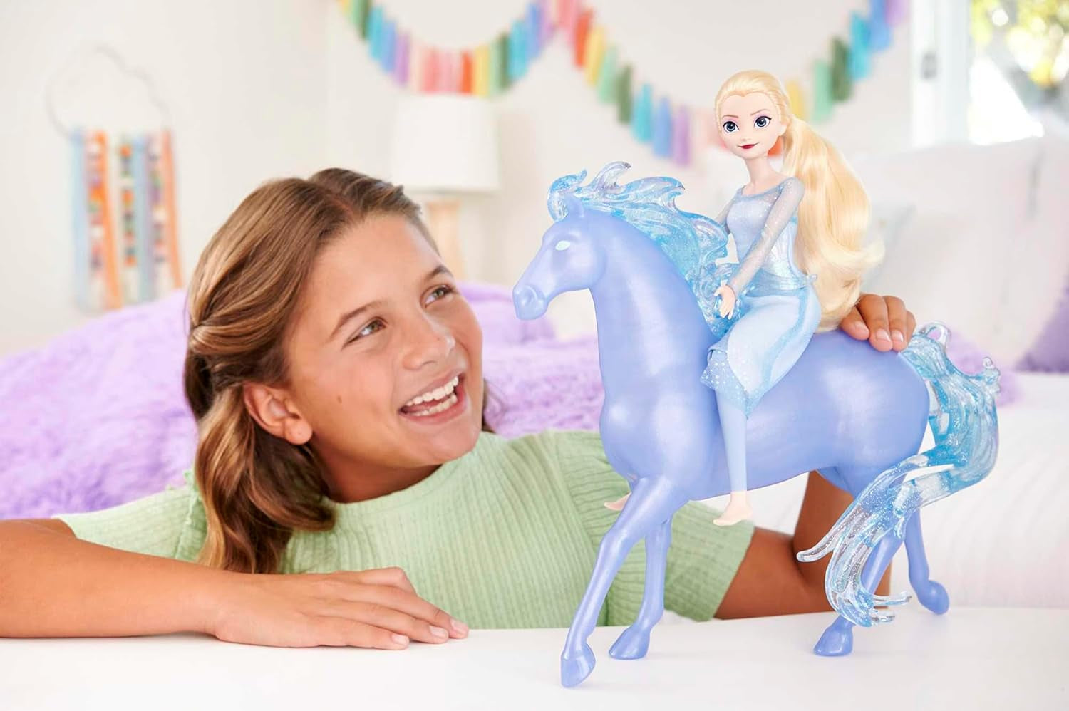 Mattel DISNEY Frosne Elsa og Nokk - Artikulerende Elsa-dukke, majestætisk Nokk-vandfigur, inspireret af den anden film, til børn fra 3 år og opefter, HLW58