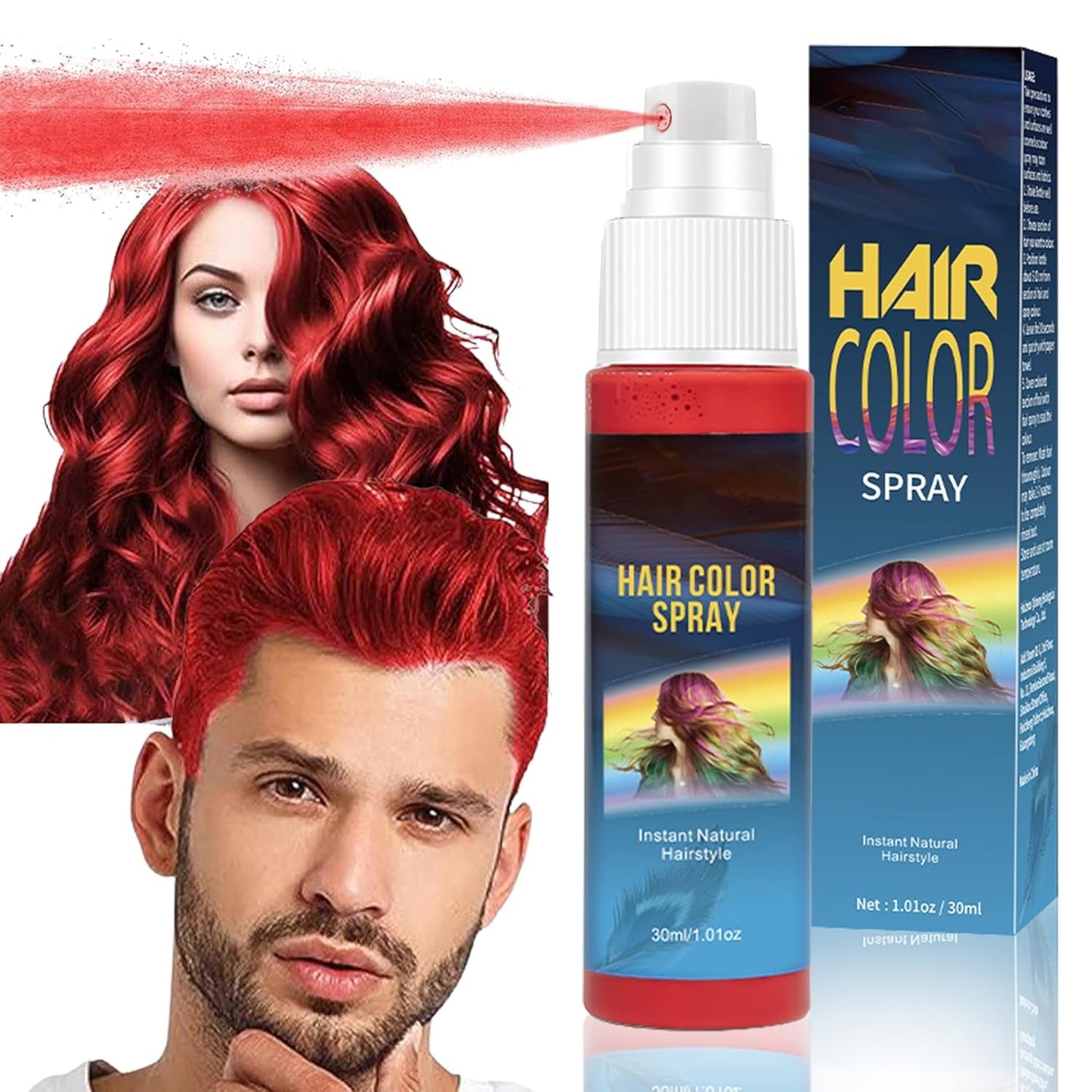 Hårsprayfarve - 30 ml Midlertidig grøn hårfarvespray, naturlig hårfarve Midlertidig hårfarvespray, vaskbar hårfarve til fest Cosplay Halloween (grøn) Hårfarve Naty Shop Rød