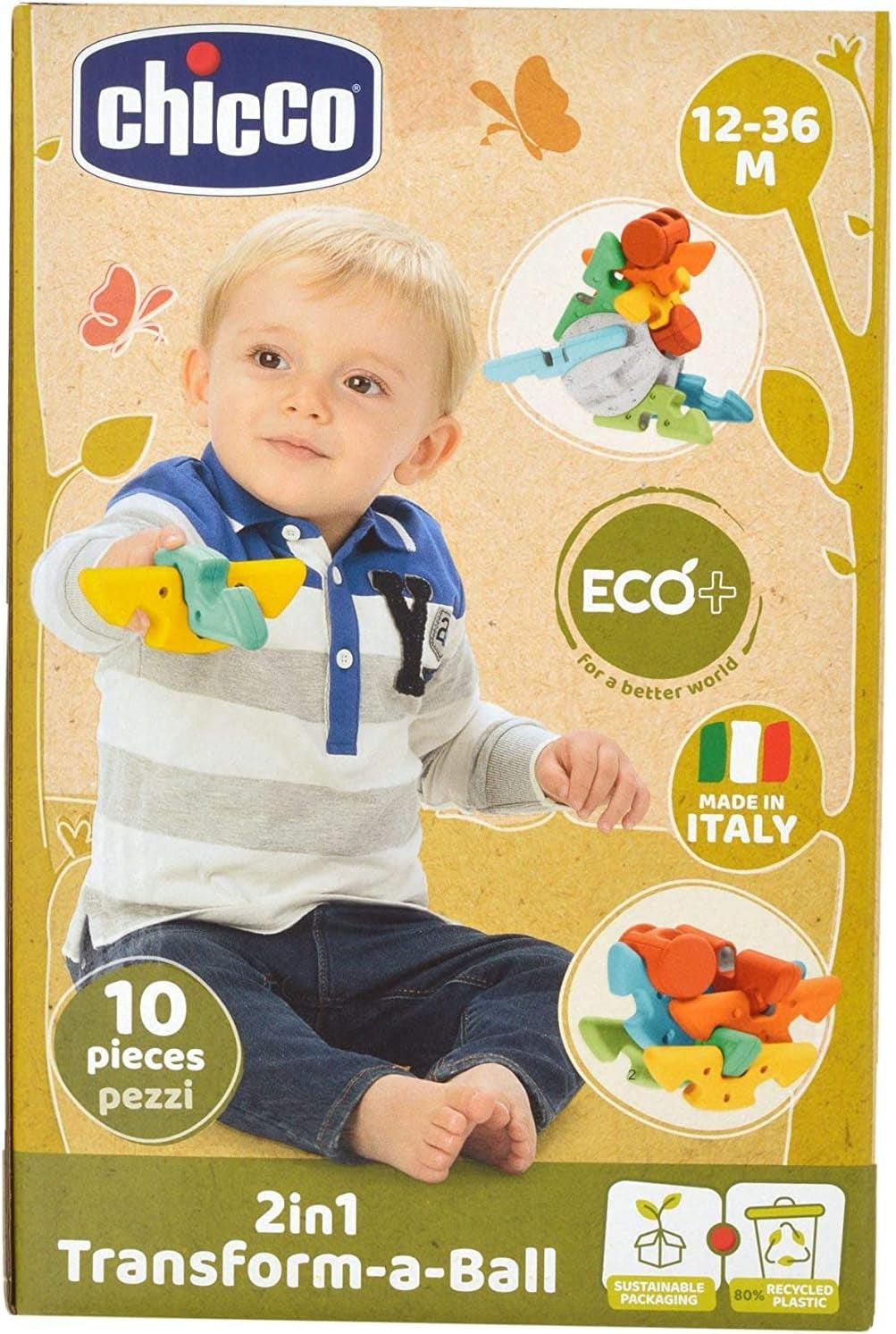 Chicco 2 i 1 babys første kreative bold - Eco+ 12-36 måneder Babylegetøj Naty Shop