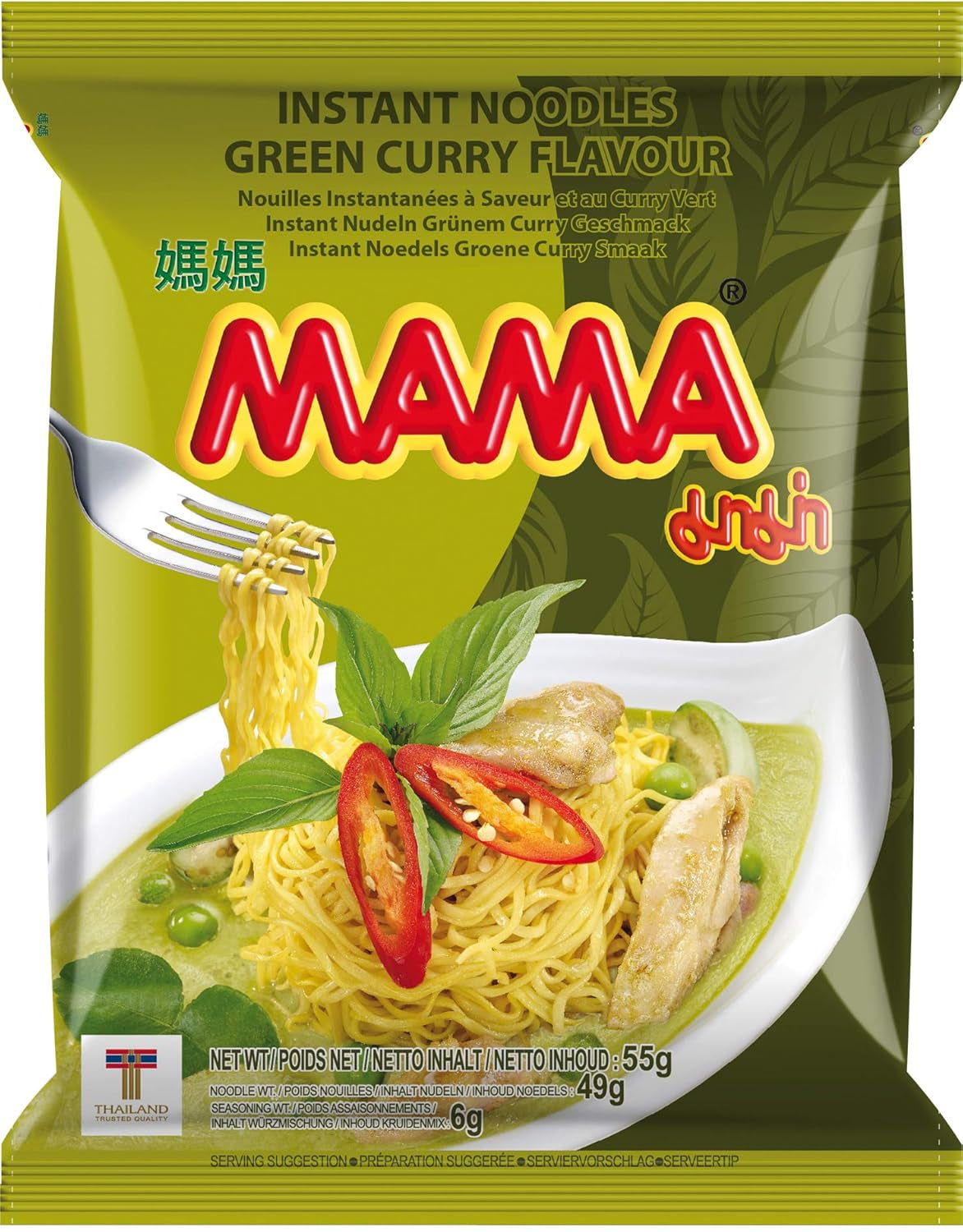 MAMA Instant Nudles med kyllingesmag - orientalsk instant nudelsuppe - Autentisk thailandsk køkken - 24 x 55 g