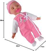 Simba 105140489 - Laura Baby Talk Doll, 38 cm blød kropsdukke med søvnige øjne i sød jumpsuit, 24 babylyde, Legedukke, Babydukke, 2+