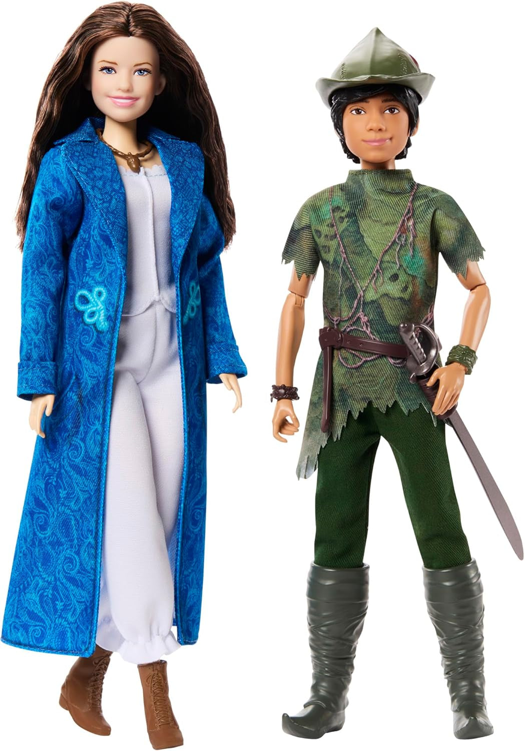 DISNEY Peter Pan og Wendy - poserbare figurer med typiske kostumer og aftageligt tilbehør, bukser i blødt materiale, til genskabelse af yndlingsscener eller kreativ leg, til børn fra 3 år og opefter, HNY36