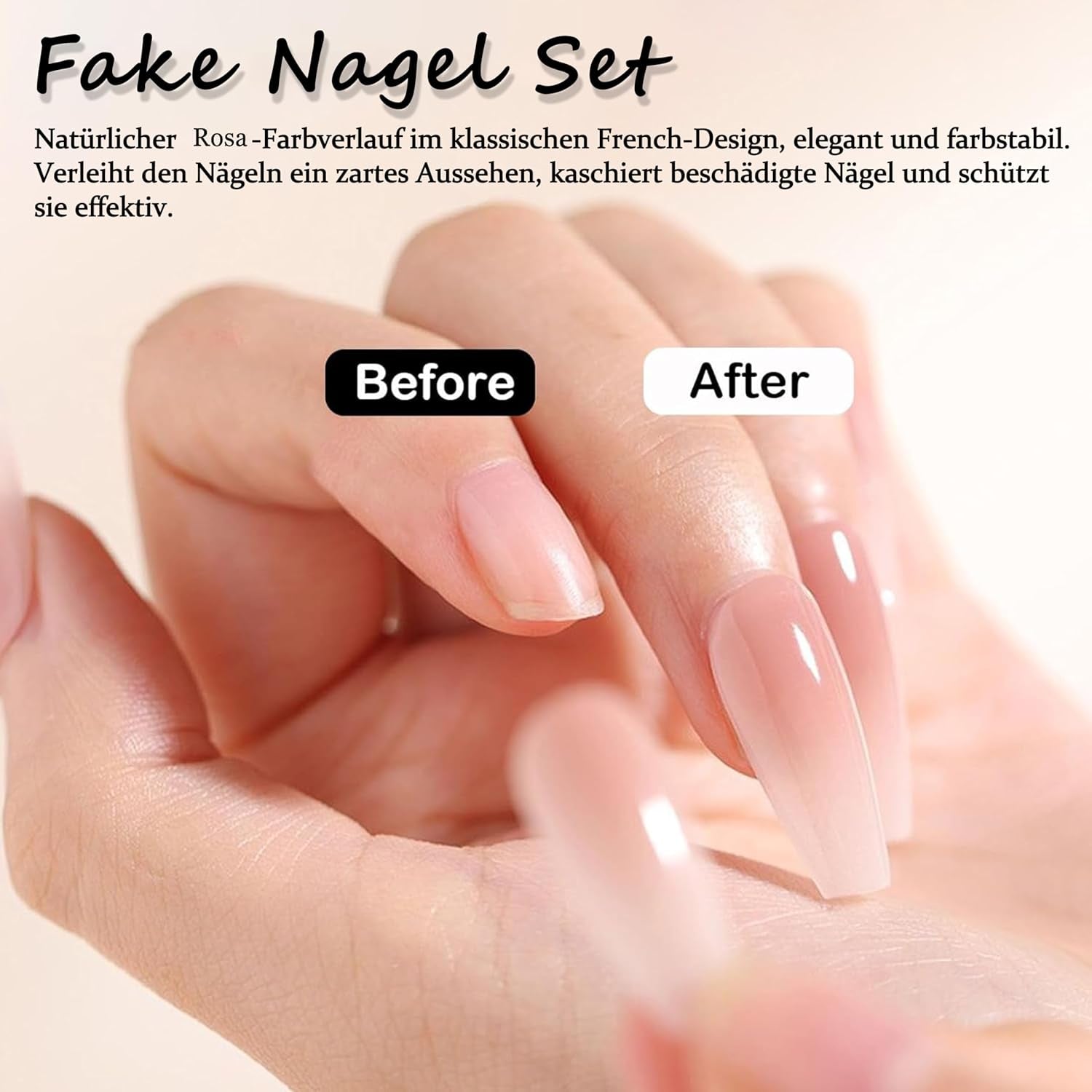 Ballerina falske neglesæt - 240 stykker Delikat lilla pink falske negle, fulddækkende lim på falske negle, falske neglespidssæt til manicure og neglekunst til kvinder og piger (lavendelrosa)