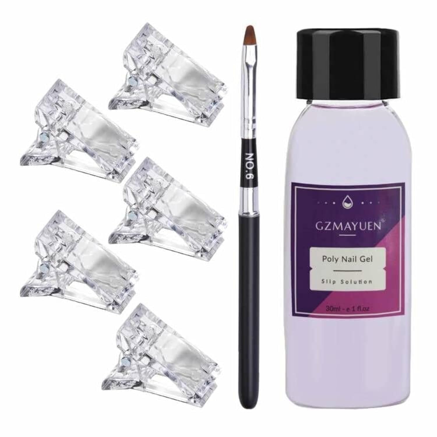 GZMAYUEN Poly Nail Gliding Solution 30ml * 2 Nail Extension Gel Flydende Poly Extension Gel - Nem DIY Gliding Solution med børste