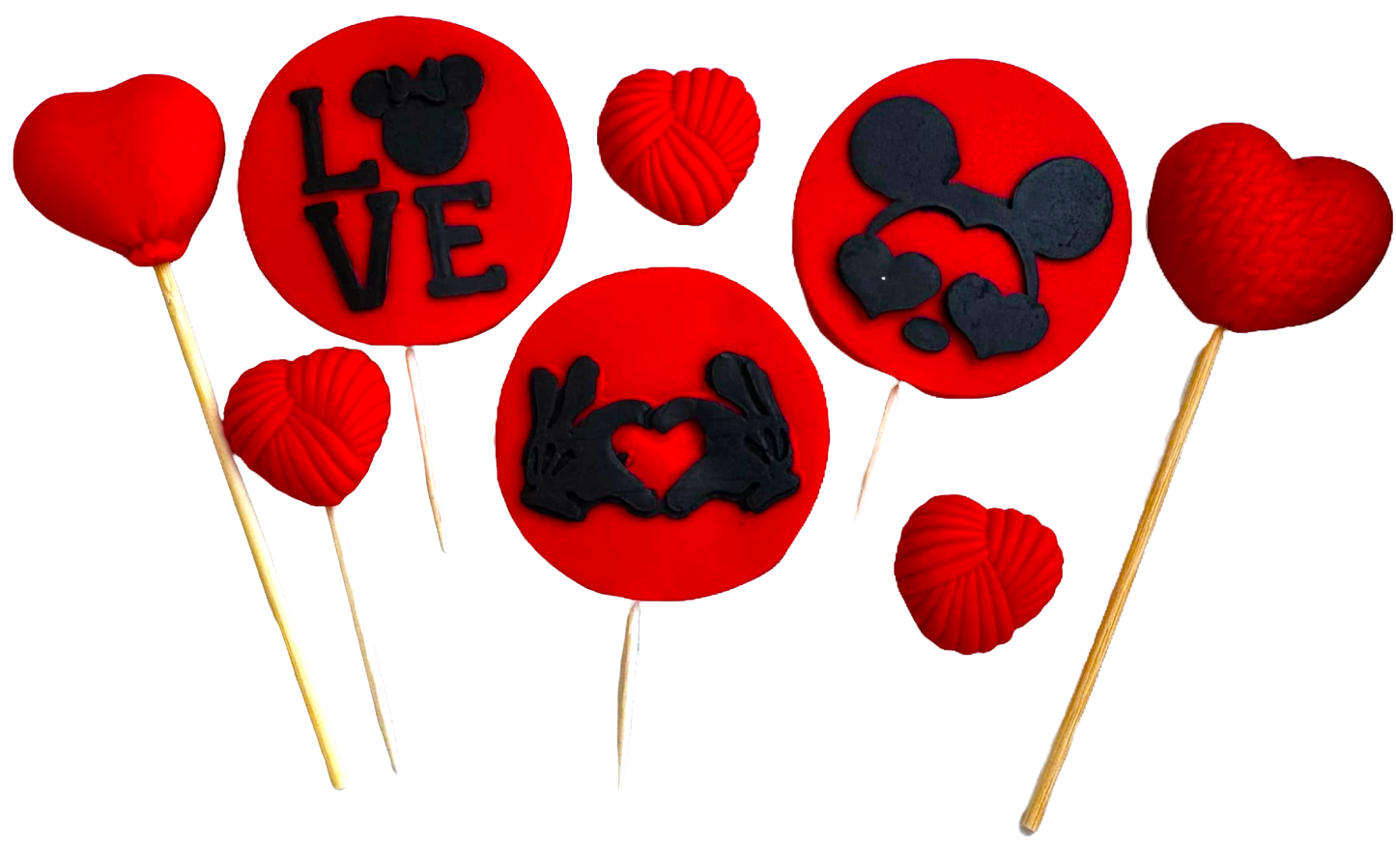 Sæt med 8 spiselige sukkerpasta-dekorationer, LOVE Sugar Paste Decorations Naty Shop