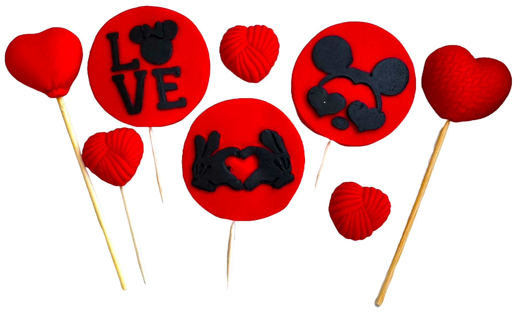 Sæt med 8 spiselige sukkerpasta-dekorationer, LOVE Sugar Paste Decorations Naty Shop