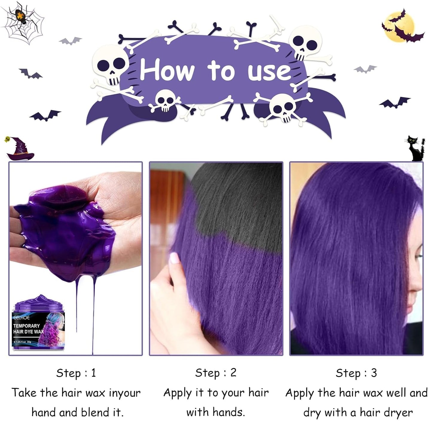 Halloween Midlertidig Hårfarve 4 Farver Hårfarve Voks Styling Hårfarve Til Mænd Kvinder Halloween Cosplay Fest Hårfarve Naty Shop