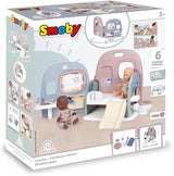 Smoby - Babypleje Dukke børnehave - Dukke legecenter Børnehave + Børnehave Dagligdagen - Sammenfoldelig legeplads med 360° rotation - 6 tilbehør - Lavet af 90% genbrugsmateriale i Frankrig, fra 3 år