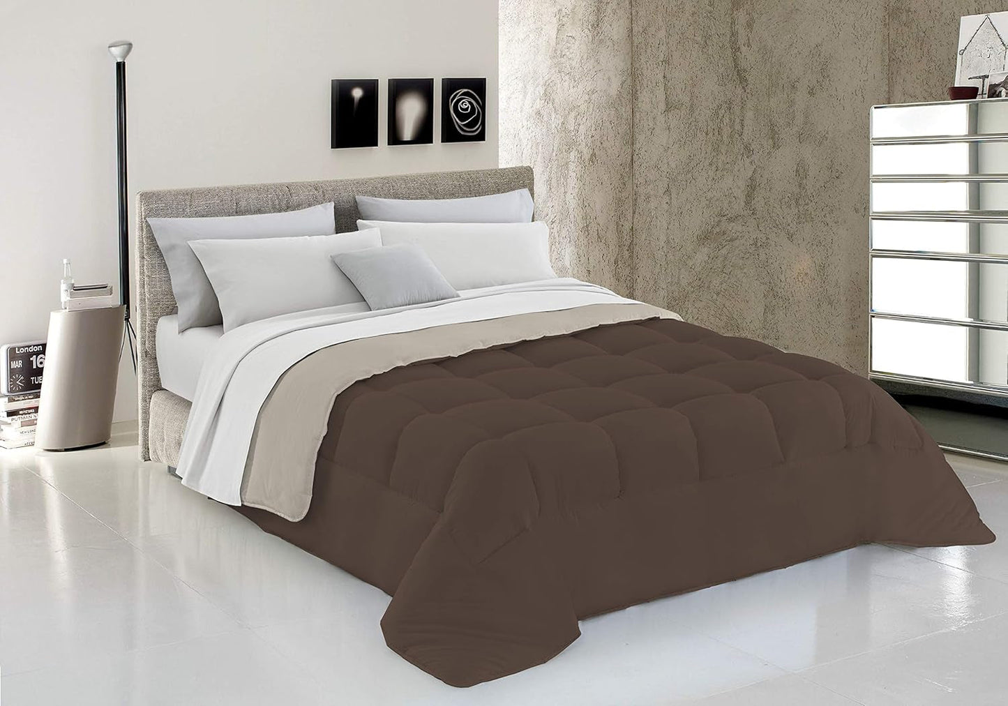 Italiensk sengetøj, vinterdyne, taupe/creme, 250X200Cm Naty Shop dyner og dyner Brun/cremefarvet 150X200Cm