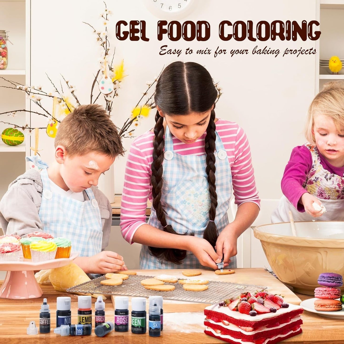 Gel-madfarve - højkoncentreret gel-madfarve til kager, bagning, påskeæg, drikkevarer - Sukkerfri madfarve til fondant, glasur, slim, kagepynt (rød fløjl, 150 g)