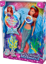 Simba 105733656 - Steffi Love Sparkling Havfruedukke (39 cm) - Glødende havfruefarveskiftende lysende regnbuevandtæt legetøj til børn fra 3 år og opefter
