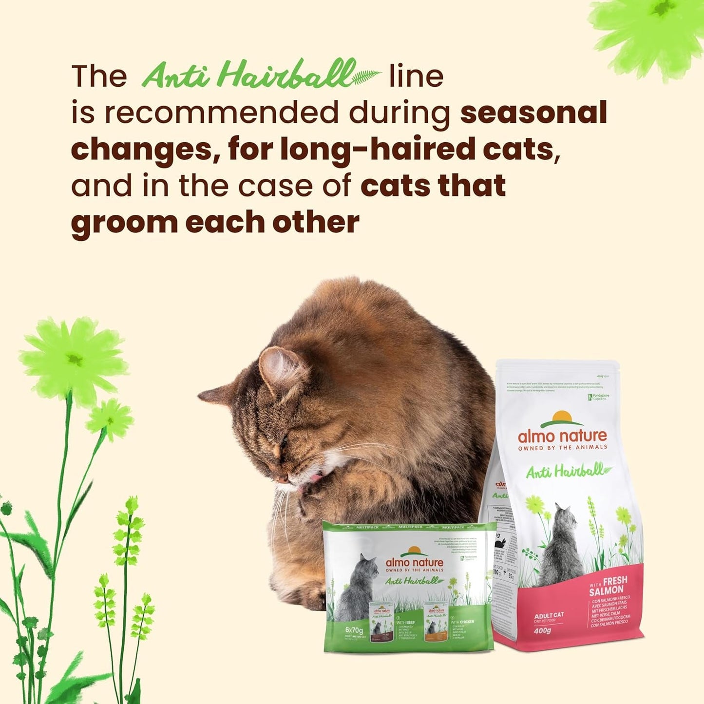 Almo Nature Functional - Anti-hårbolde - Vådfoder til voksne og modne katte - med hvalpe - Bekæmper dannelsen af ​​hårbolde - 70 g (pakke med 30)