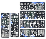 JMEOWIO Nail Stamping Stencils Halloween 6 Stück Nagelstempel Stencils Nail Art Dekoration Nageldesign Tilbehør Böse Gruselige Kürbis-Geisterhexe
