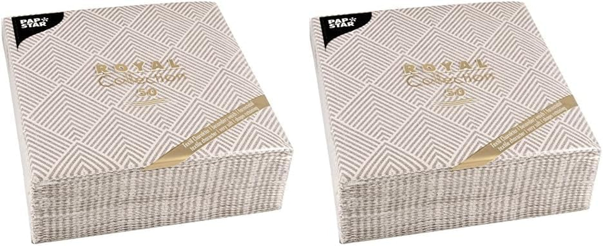 Papstar, 50 servietter "ROYAL Collection" 1/4 gange 40 Cm X 40 Cm "Elegance" Brun, #86498 (pakke med 2)