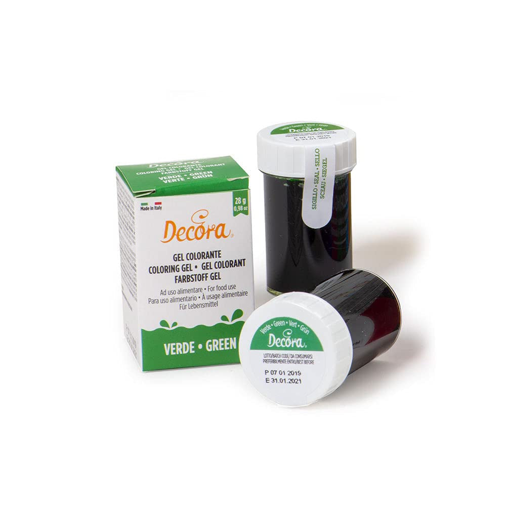 , 9600819 Gel madfarve, gel madfarve ideel til belægninger og dekorationer, skaber intense og lyse farver, lavet i Italien, 28 gram, bladgrøn farve.