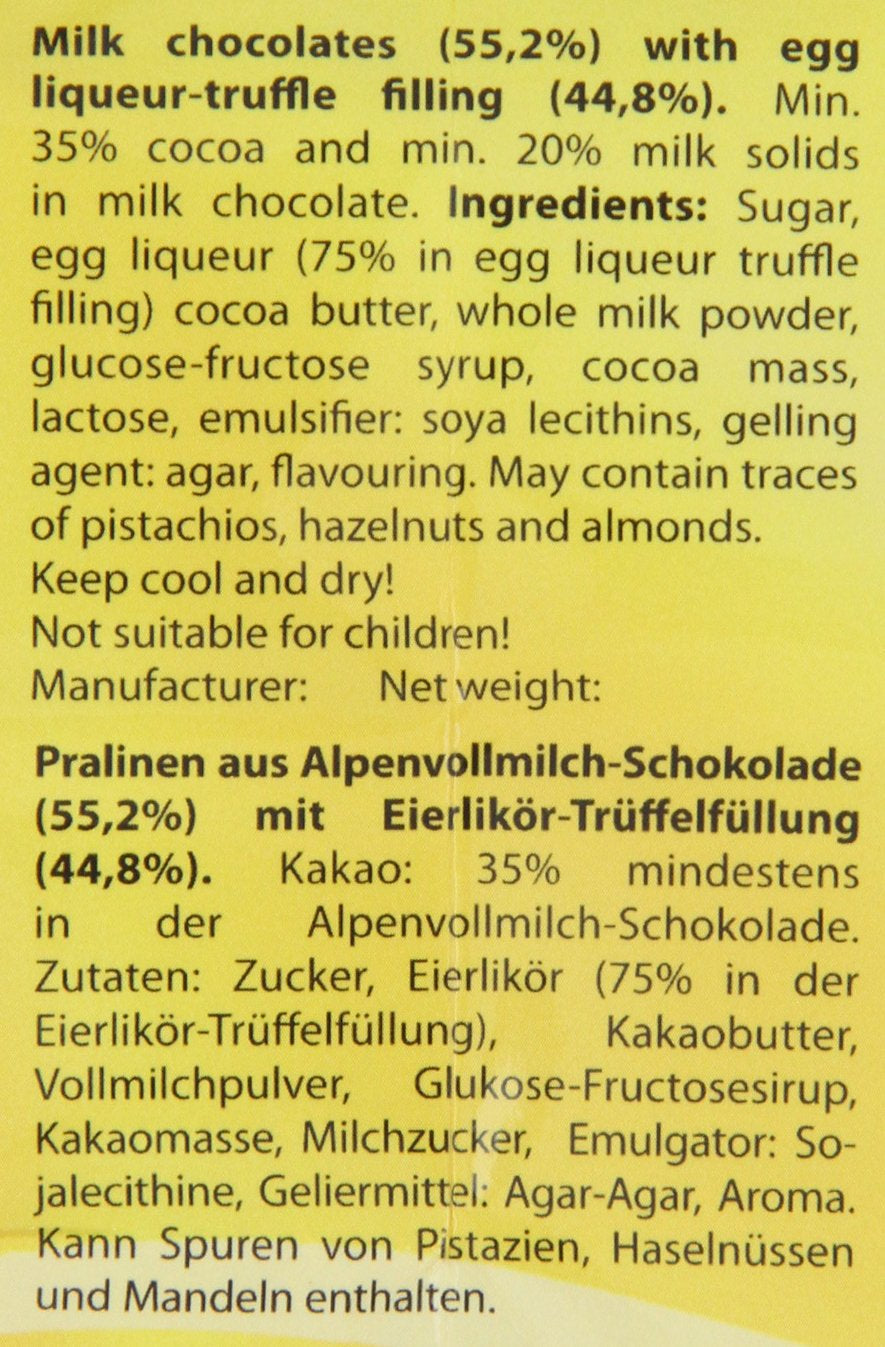 RCP Verpoorten Minis, æggesnapstrøfler, alpin mælkechokolade, flydende fyld, indeholder alkohol, fantastisk gave, 110 g (pakke med 2)