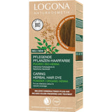 LOGONA Natural Cosmetics Urteplejende hårfarve, økologisk hennapulver Vegansk hårfarve for intens farve og glans, urtefarve i kobberblond (blond), 1 x 100 g Naty Shop Amber Brown Hårfarve 100G (1 pakke)
