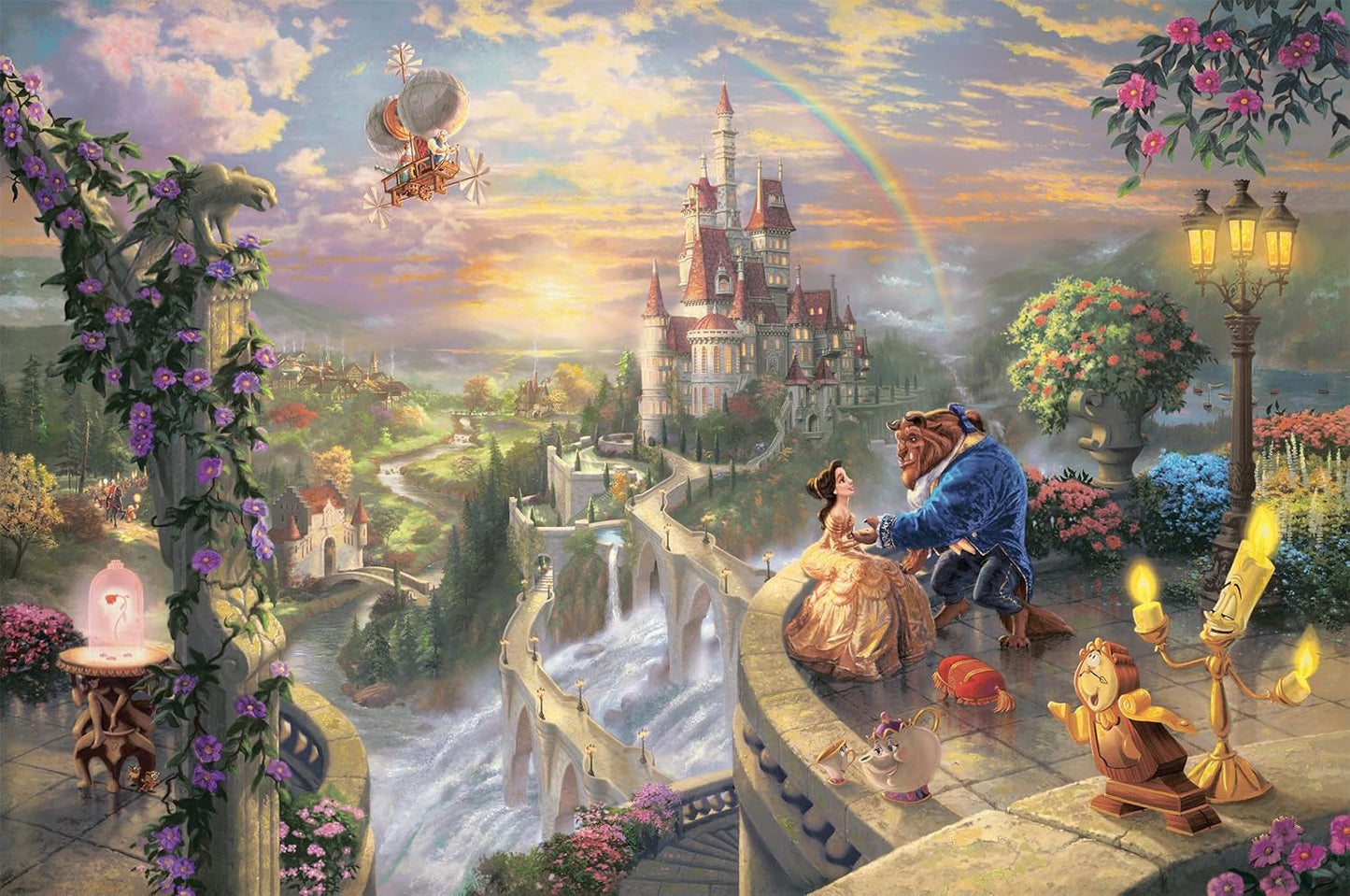 Schmidt Spiele Puslespil 59475 - Thomas Kinkade, Disney Beauty and the Beast, puslespil 1.000 brikker [Eksklusivt på Amazon] Puslespil Naty Shop