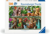 Ravensburger Puslespil 12000205 - Katzen Im Regal - 500 brikkers puslespil til voksne og børn over 10 år, dyrepuslespil med kattemotiv Puslespil Naty Shop