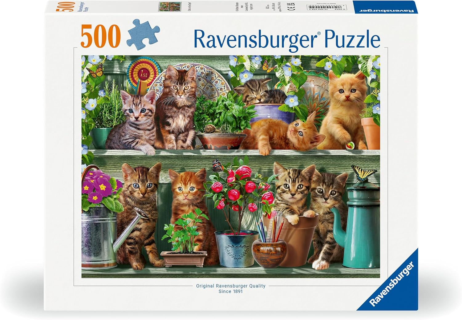 Ravensburger Puslespil 12000205 - Katzen Im Regal - 500 brikkers puslespil til voksne og børn over 10 år, dyrepuslespil med kattemotiv Puslespil Naty Shop