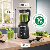 Highspeed-Standmixer Vitapower Serie 6 MMBD665B1, 45.000 U/Min, 6 Programmer Inkl Heiße Suppe & Reinigung, 2 L Mixbehälter, Stopfer, Spülmaschinenfeste Teile, Made in Europe, 1800W, Schwarz Kitchen Naty Shop