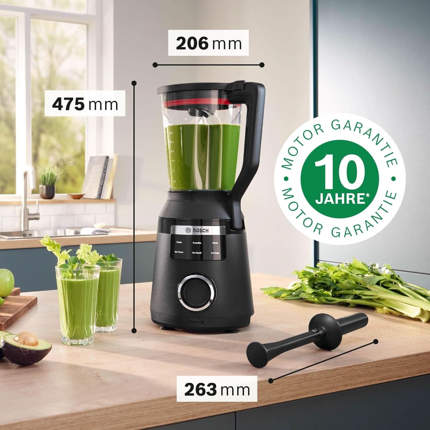 Highspeed-Standmixer Vitapower Serie 6 MMBD665B1, 45.000 U/Min, 6 Programmer Inkl Heiße Suppe & Reinigung, 2 L Mixbehälter, Stopfer, Spülmaschinenfeste Teile, Made in Europe, 1800W, Schwarz Kitchen Naty Shop