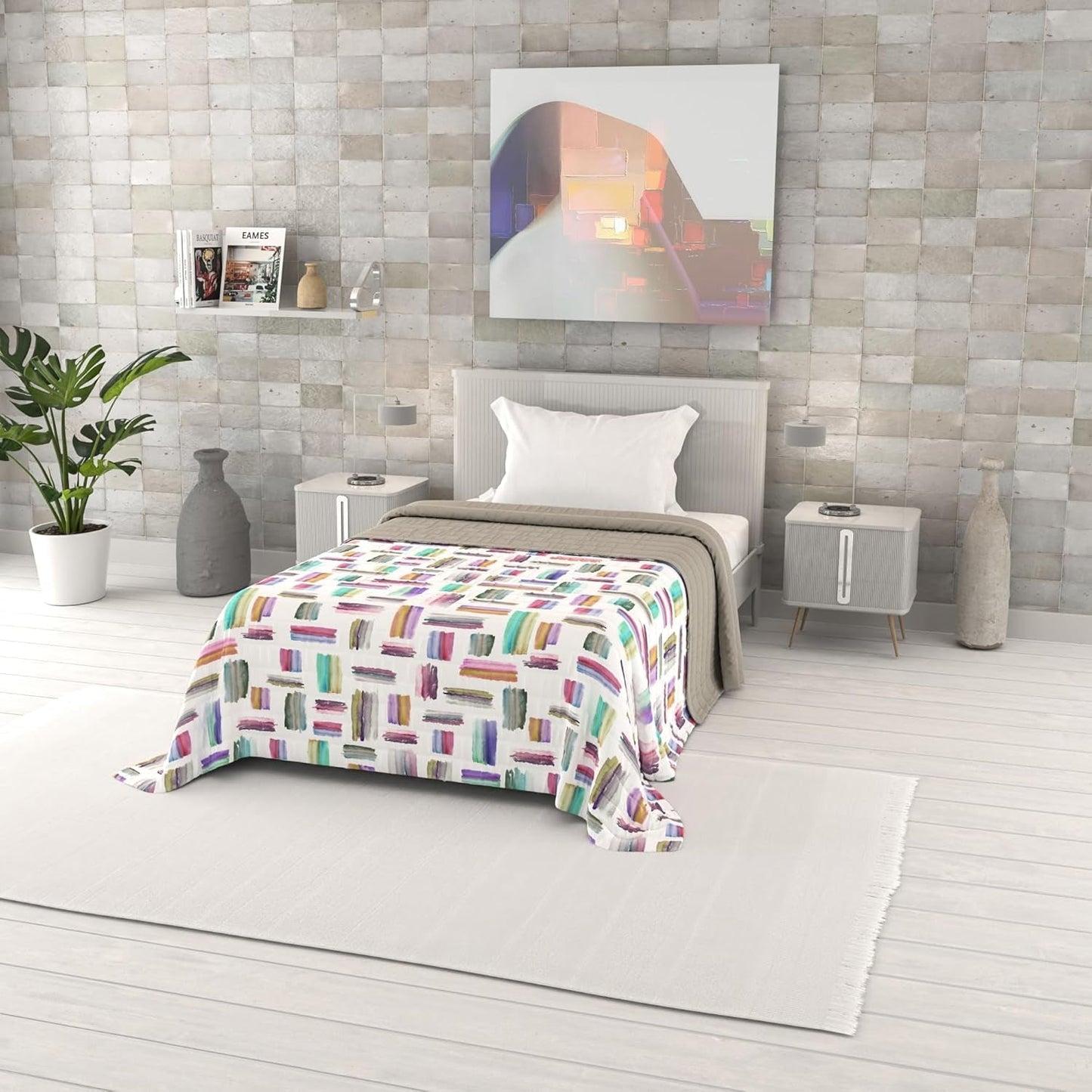 Fantasy printet sommerdyne, polyesterfyld, kronblade, 260X270Cm Dyner og dyner Naty Shop Multicolor 220X270Cm