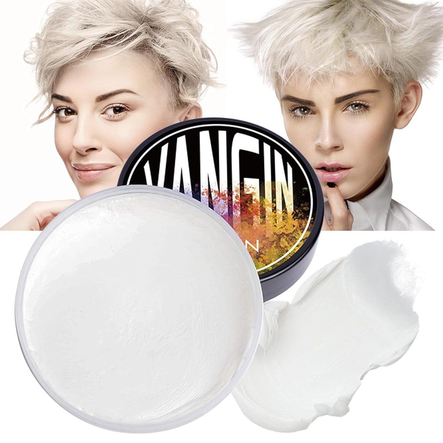 Grøn midlertidig hårfarve, styling af hårfarve til mænd, kvinder, naturlig hårpomade, hårfarvevoks til fest, cosplay og halloween, jul, creme midlertidig hårfarve (100 g, grøn) Naty Shop hårfarve hvid 1G (1 pakke)
