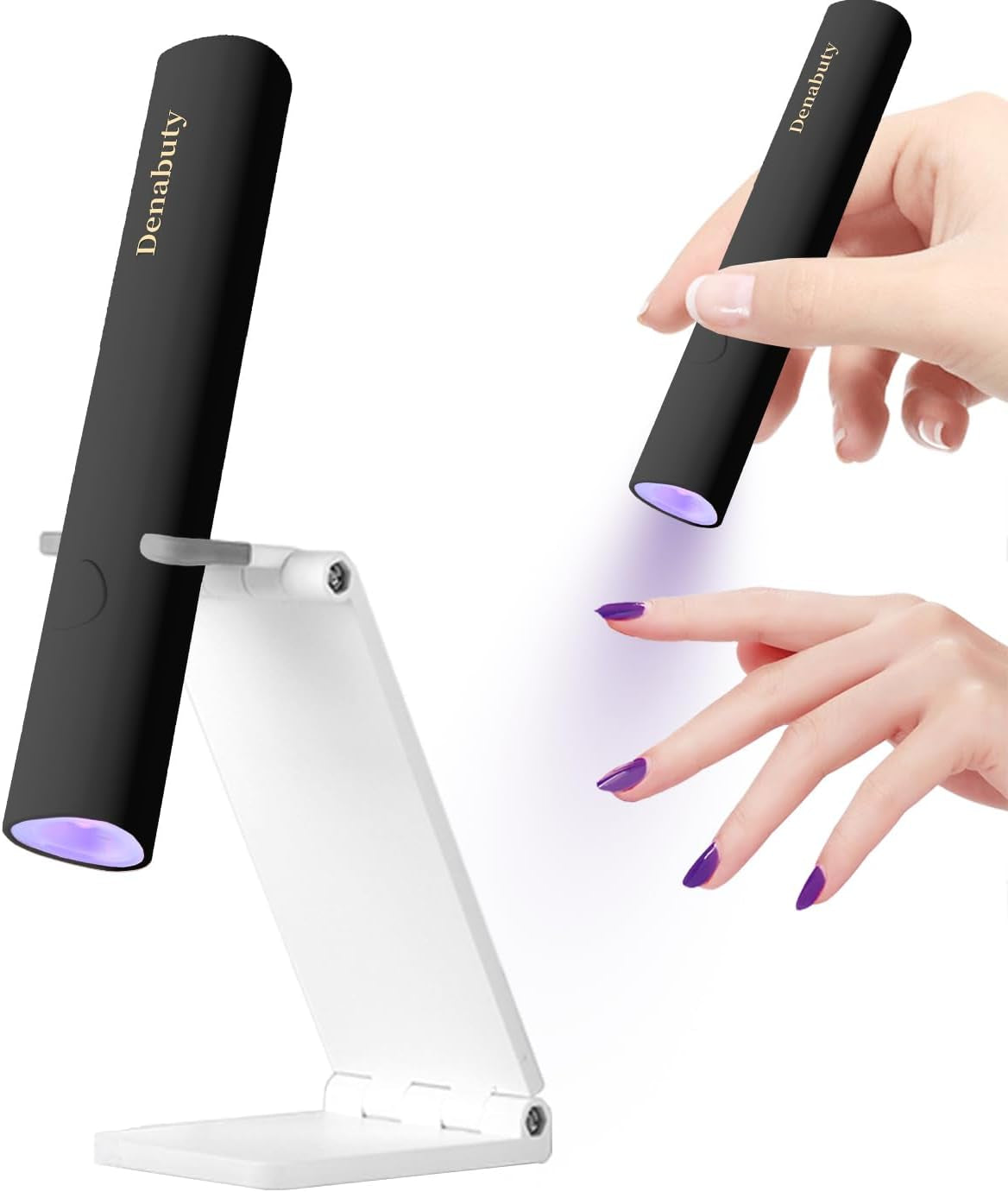 Denabuty UV-lampe til Gel-neglelak, Mini UV LED-lampe til negleudskiftning med stativ Tragbare Lille UV-neglelampe til Gel-neglelak, til Aushärten Von Nagelkleber & Negletips Hvid
