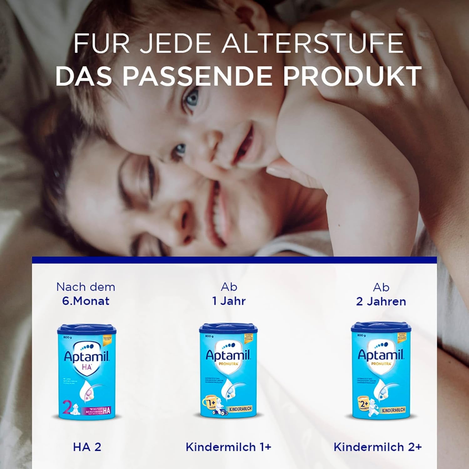 Aptamil HA 2 – Opfølgningsformel efter 6 måneder, med Omega 3 og 6, DHA, ARA og ALA, laktosefri, palmeoliefri, babymad, mælkepulver, 1 x 800 g (pakke med 4)