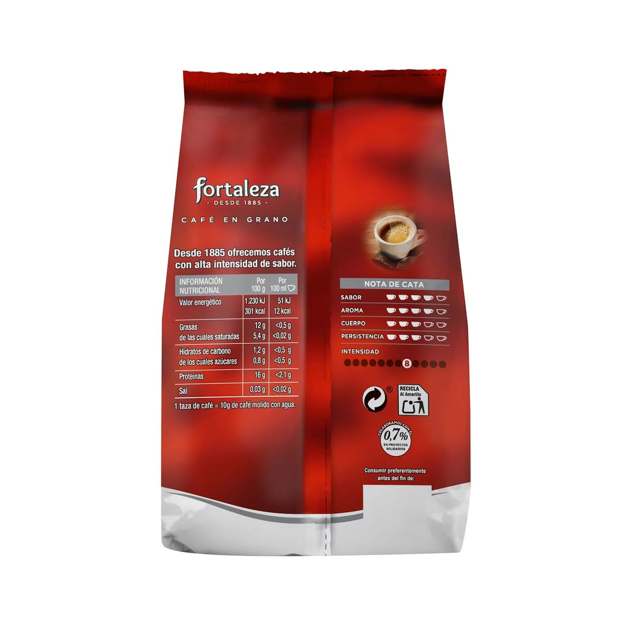 FORTALEZA naturlige kaffebønner 500 g, pakke med 2