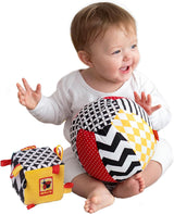 magdum 2 sæt baby terning spil + stof bold - motorisk legetøj fra 1 år - legetøj til børn 6 måneder - Montessori legetøj - pædagogisk legetøj 1 år - gave til børn - bold til børn - terning til børn - gaver til børn Legetøj Bebe Naty Shop Standard titel