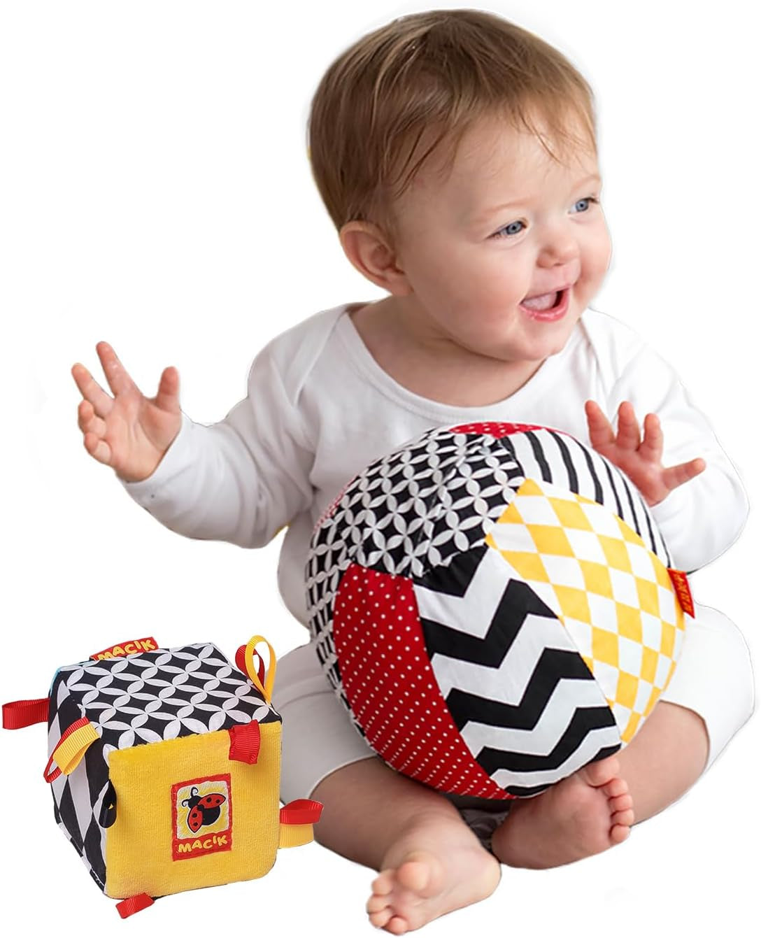 magdum 2 sæt baby terning spil + stof bold - motorisk legetøj fra 1 år - legetøj til børn 6 måneder - Montessori legetøj - pædagogisk legetøj 1 år - gave til børn - bold til børn - terning til børn - gaver til børn Legetøj Bebe Naty Shop Standard titel
