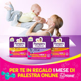 Pampers Progressi & Fit Prime Midi bleer, kort format, 162 bleer, str. 3 (4-9 kg), online medlemskab af fitnesscenter i 1 måned som gave