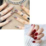Selvklæbende kunstige neglesæt - franske falske negle - 24 stykker Kort firkantet design Hvid Pink Gradient Kunstige Negle Ballerina Manicure (Kort Pink Gradient)