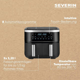 SEVERIN Dobbelt varmluftfriture med kogekammer 2 X 3,8 L, 8 automatiske programmer Hvidevarer Naty Shop