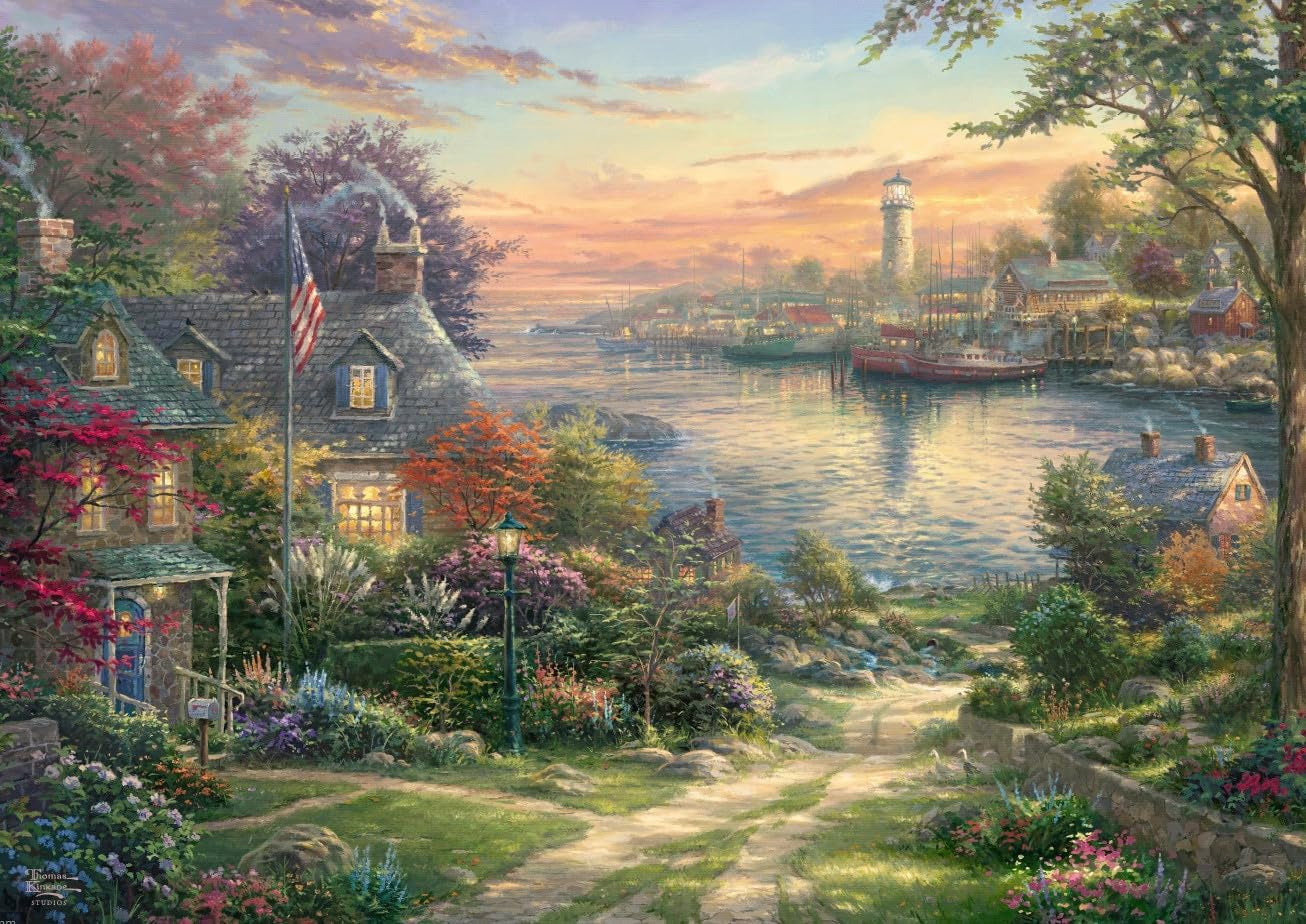 Schmidt Spiele 58785 Thomas Kinkade, New England Harbor, puslespil 1000 brikker, farvet Puslespil Naty Shop