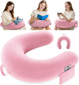 Spil- og læsepude, læsepude til seng/sofa/gulv, fodrings-/hæklepude med stor ergonomisk spillepude, gamerpude til iPad/laptop - sort