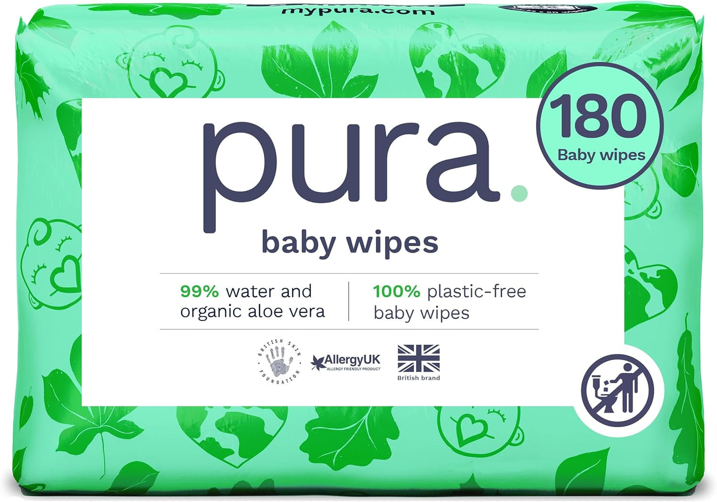 Miljøvenlige engangsbabyservietter til følsom babyhud 70 servietter (1 pakke) 99 % vand 100 % plastikfri til følsom hud Eksemtilbøjelig nyfødt biologisk nedbrydelig vegansk