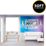 Rainbow High Townhouse - 3-Stöckiges Holzpuppenhaus med 5 Bunten Zimmern & Terrasse - Komplett Eingerichtetes Haus mit Funktionierendem Lift og Zubehör - Spielzeug for Kinder fra 4 bis 12+ Jahren